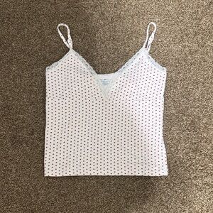 Brandy Melville White and Red Patterned Cami
